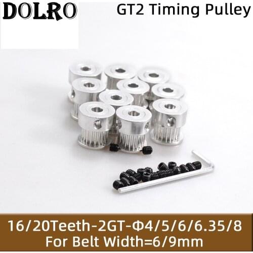 3D Printer Parts GT2 Timing Pulley 16 Tooth 2GT 20 Teeth Aluminum Bore 5mm 8mm Synchronous Wheels Gear Part For Width 6mm 10mm