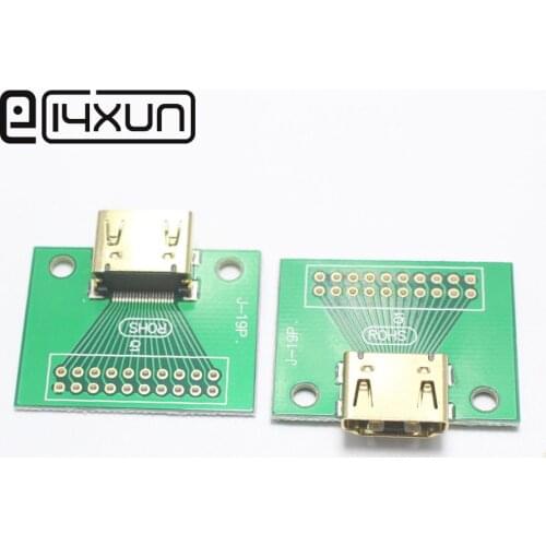 EClyxun 1pcs Gold Plated HDMI 19Pin Test Socket Jack HDMI 19 Pin Adapter test Board with Green PCB board