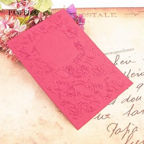 PANFELOU 12.6x17.8 Leaf invitation Embossing folders Plastic For Scrapbooking DIY Template Fondant Cake Photo Album Card Making