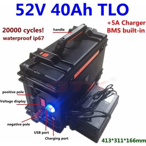 GTK LTO 52V 30Ah 40Ah Lithium Titanate Battery Pack bms 22S for Solar system ebike Forklift Tricycle+5A charger