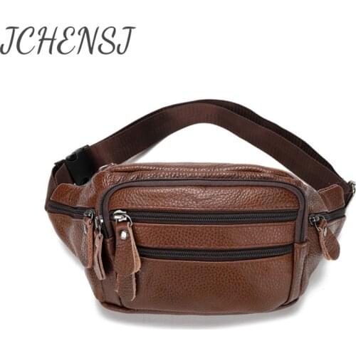 JCHENSJ Mens Belt Bag PU Leather 7 Pockets Large Capacity Chest Bag For Men Designers Male Fanny Pack