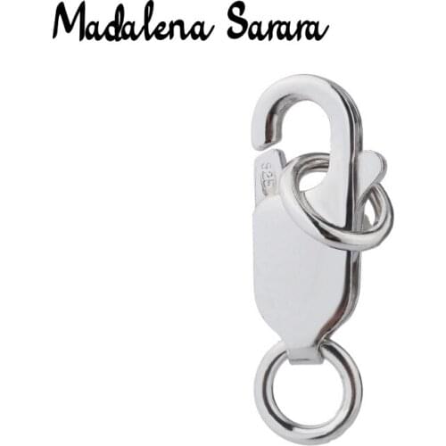 MADALENA SARARA DIY Sterling silver 925 Flat Long Clasp Varies Size For Jewelry Making 20pcs/lot