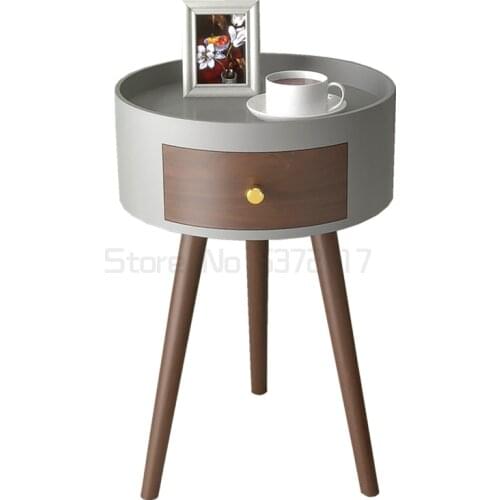 Mini bedroom nightstand round super narrow grey Italian double bed nightstand