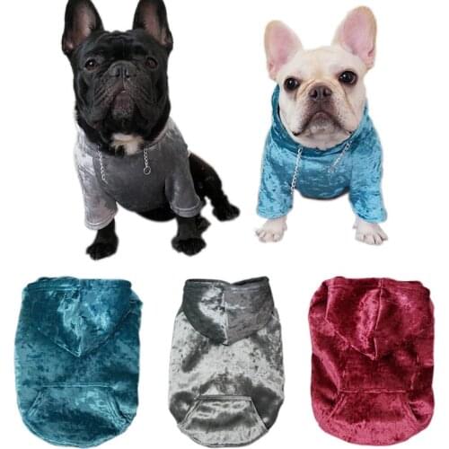 Fashion Velvet Fabric Dog Coat Winter Warm Pet Clothes For Small Large Dogs Luxury Jacket For Pitbull French Bulldog Hoodies 10E