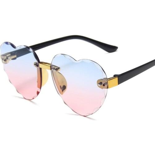 Fashion Love Sunglasses Children Frameless Ocean Film Sun Glasses Kids Pink Yellow Gradient Eyeglasses Girl UV400 Shade Oculos