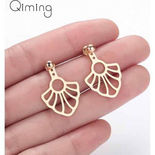 Trendy Gold Hollow Geometric Earrings Female Fashion Wholesale Jewelry Accessories Beads Ear Jacket Stud Earring Women