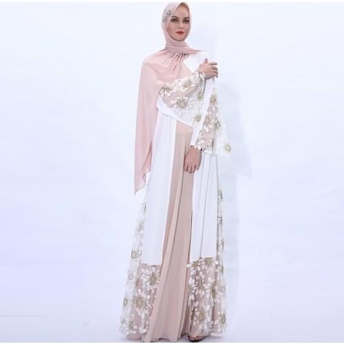 Dubai Muslim Abaya Dress Lace Kaftan Open Abayas Robe Kimono Hijab Dresses Outwear Tunic Middle East Arab Jubah Islamic Clothing