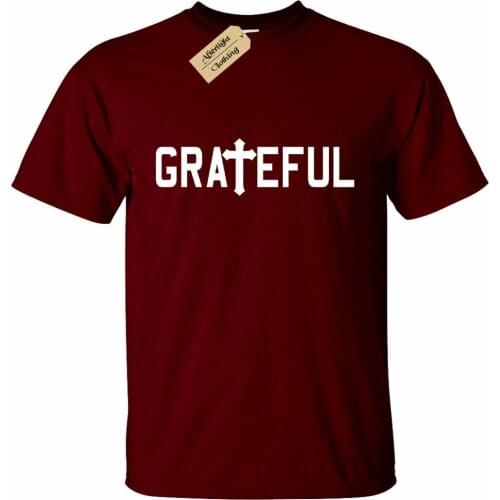 Mens Grateful Christian Religious Tee Cross Jesus Religion Tee