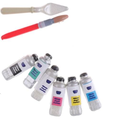 Creative painting brush set for kids Mini dollhouse miniature toy Color painting paint brush