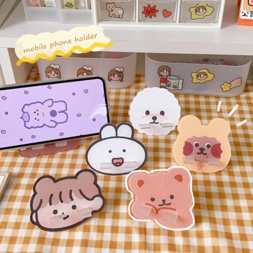 MINKYS Kawaii Mini Desktop Mobile Phone Holder Cute Portable Phone Stand Holder Creative Cartoon Desk Holder