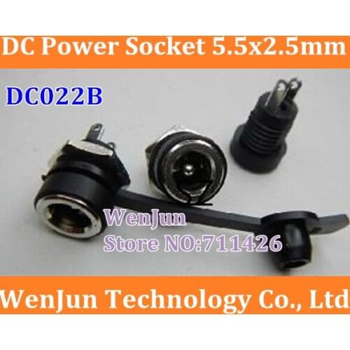 NEW 5.5x2.5 mm DC power outlet DC-022B mm power socket with a nut with waterproof plug