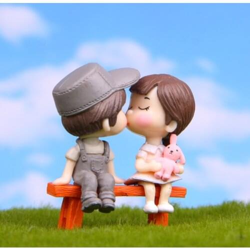 New 3Pcs/Set Lovers Chair Miniature Landscape DIY Ornament Garden Dollhouse Decor Gift