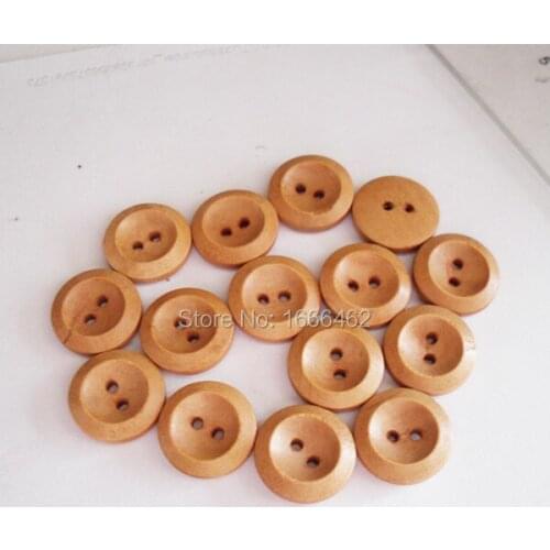 Wholesale 100PCs Coffee 2 Holes pattern Round Wood Sewing Buttons 15mm Dia
