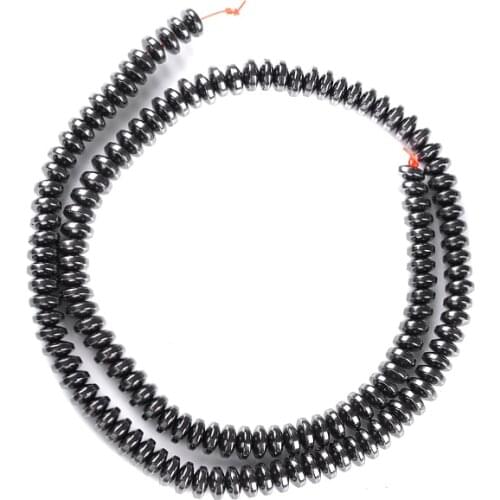 1pc Flat Round Hematite Ball Black Natural Stone Loose Spacer Strand Beads for Jewelry Bracelets Necklace Making DIY Accessories