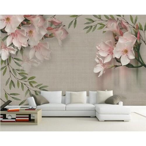Custom wallpaper 3d retro elegant pink flower mural living room bedroom sofa TV background wall decoration painting papier peint
