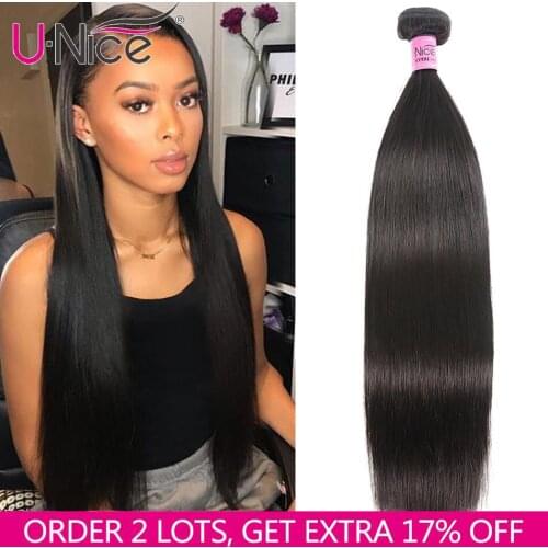 Unice Hair Straight Peruvian Human Hair Weave Bundles Natural Color Remy Hair Extensions 1PC Hair Weft 8-30 Inch