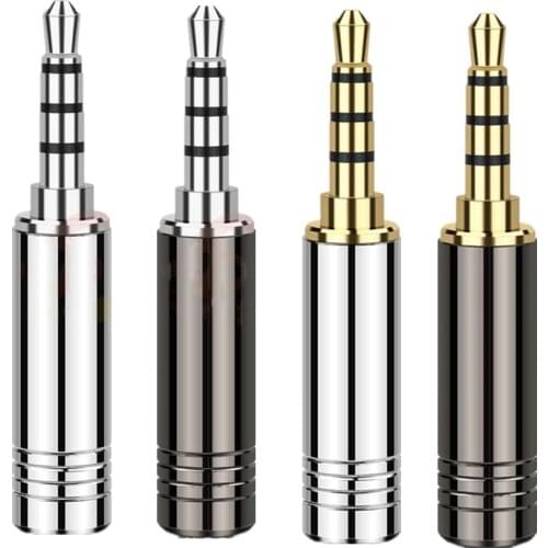 Jack 3.5mm Connector 4 Pole Stereo Headphone Plug Gold Rhodium Plating Copper Audio Adapter 3.5 Jack Earphone DIY Balance Plugs