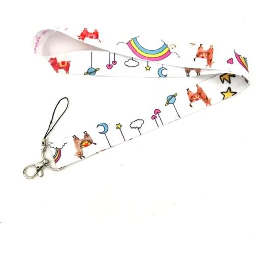 Cute Alpaca Neck Strap Keychain Lanyard For Keys ID Camera Badge Holder Hang Rope Webbings Ribbons Whistle Mobile Accessories
