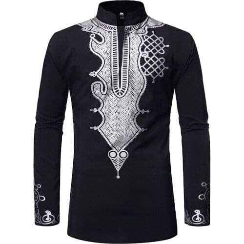 Mens African Dashiki Dress Shirts Nice Brand New African Print Shirt Men Hip Hop Streetwear Casual African Clothes Chemise Homme