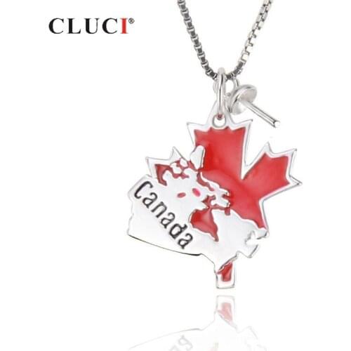 CLUCI 925 Sterling Silver Red Maple Leaf Pendant for Canada National Day Women Real Silver 925 Charms Pendant Jewelry SP298SB