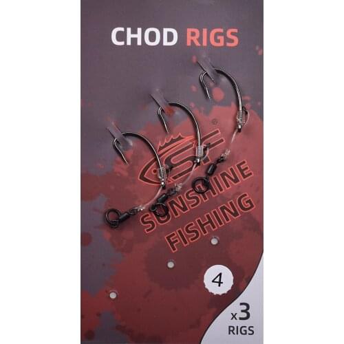 SF Carp Fishing Ready Tied Chod Rigs with Size 8 Ring Swivel Short Barbed/Barbless Hook #4 #6 #8 3Pcs/Pack
