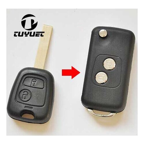Brand New FOB Key Blanks Case For Peugeot 307 2 Buttons Modified Flip Folding Remote Key Shell HU83 Blade With Groove