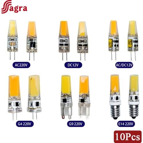 10pcs/lot G4 G9 E14 LED 3W 6W Light Bulb AC DC 12V 220V LED Lamp COB Spotlight Chandelier Lighting Replace 30W 60W Halogen Lamps