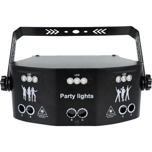 RGBW+UV LED DJ Stage Laser 15 Eyes Strobe Laser Ligh Remote Control Patterns Effects Line Scanner for Christmas Holiday Party