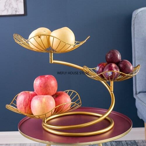 Nordic style fruit plate net red creative modern living room household snack plate simple iron multi-layer luxury fruit basket