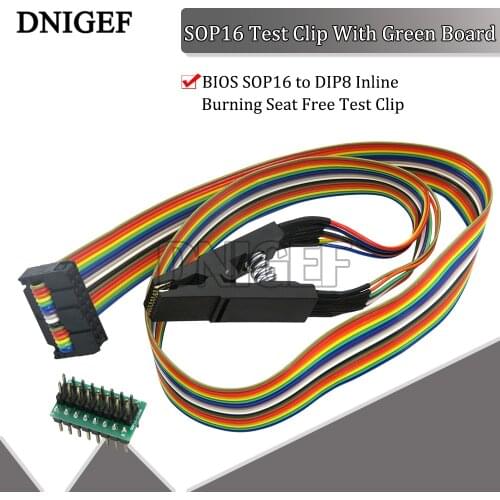 SOP16 Test Clip With Green Board Burning Folder BIOS SOP16 to DIP8 Inline Burning Seat Free Test Clip