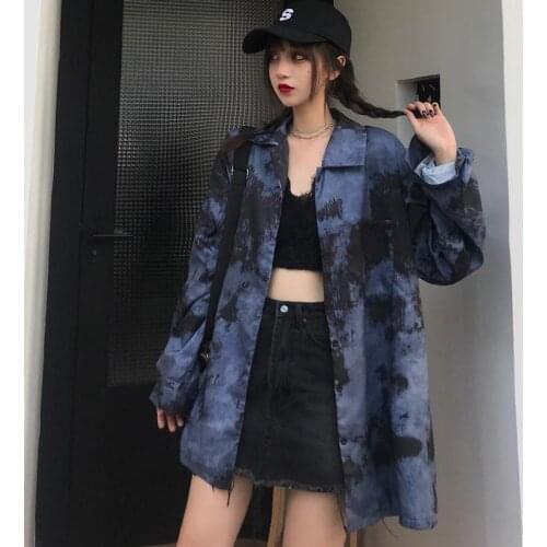 Womens Blouse New Style shirt Long-sleeved Color Button Blouse Women Korean Style Shirt Casual Harajuku Vintage Cardigan Size