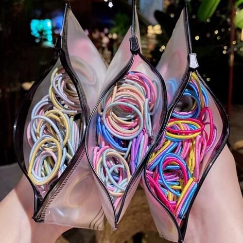 100pcs/Set Girls Colorful Hair Ties Small Elastic Hair Bands Children Ponytail Holder Rubber Band Headband Kids Hair Accessories