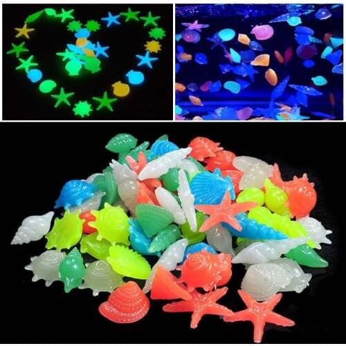 100Pcs/lot Aquarium Fish Tank Decorations Luminous Glowing Stones Shell Shaped Starfish Shell Glow In The Dark Walkways Garden