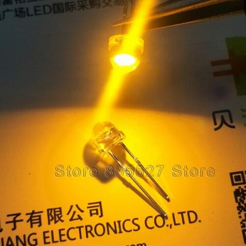 1000pcs/lot Ultra-large cup yellow light 5mm straw hat golden yellow F5 water clear lamp LED bead light emitting diode chip