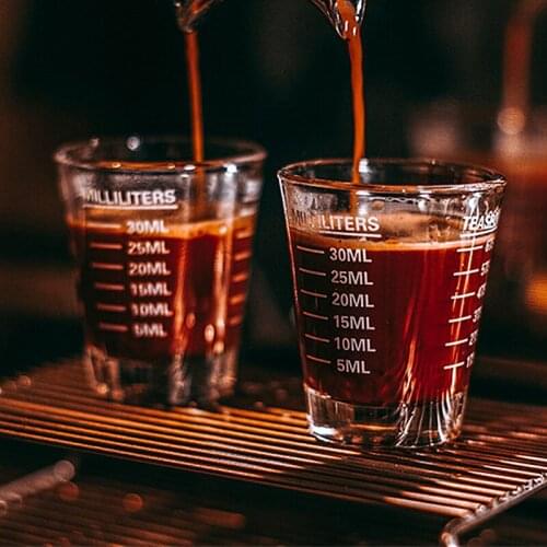 2PCS 30ml Espresso Ounce Cup With Graduated Measuring Thickened Oz Glass Baking Double Metering Coffee Transparent Jigger