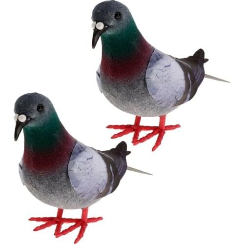 2pcs Artificial Doves Statue Simulation Ornament Feathered Foam Fake Birds Home Decor Garden Yard Lawn Ornament