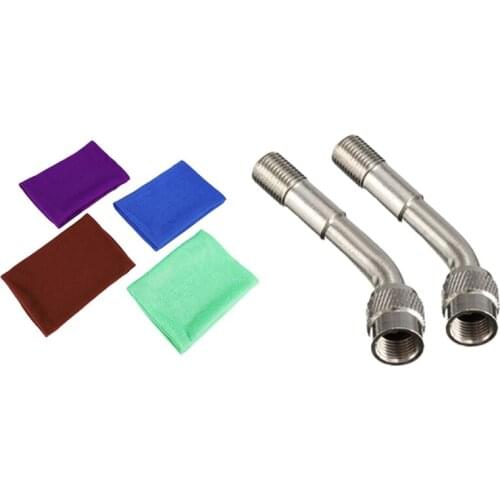 2Pcs Tyre Valve Extension Adaptor Tire Stem Extender & 4 Pcs Microfiber Cleaning Cloth Drying Towel 30 X 70cm