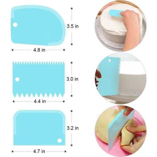 3Pcs/Set Dough Cutters Kitchen Supplies PP Plastic Multiduty Butter Knife Pure Color Cake Cream Scraper