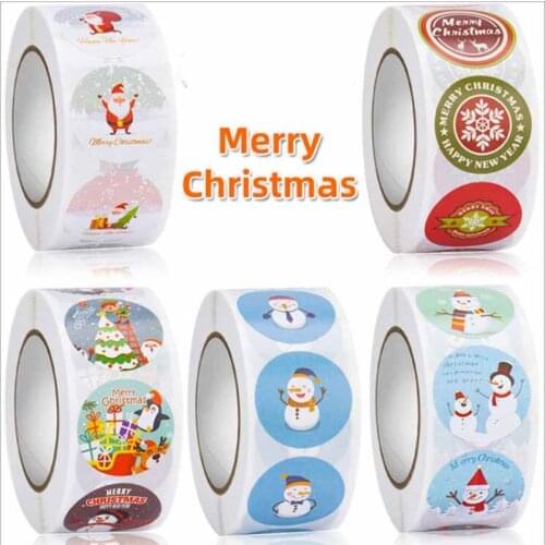 500pcs 2.5cm round shape Christmas Cartoon Sticker Kids Christmas New Year Gift Packing Sealing Sticker Party Adhesive Lable