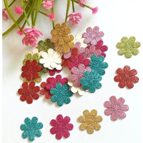 Glitter appliques 100pcs/lot 26MM flowe Patch Diy decorative accessories scrapbooking for craft accessory