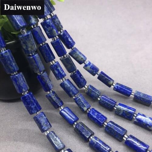 Lapis Lazuli Prism Cube Beads Natural Loose Stone Spacer Diy for Jewelry