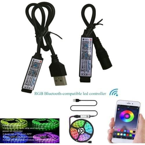 DC5-24V USB/DC Mini Bluetooth-compatible Smart Phone APP Controller Wireless Control For 5050 3528 RGB LED Strip Light