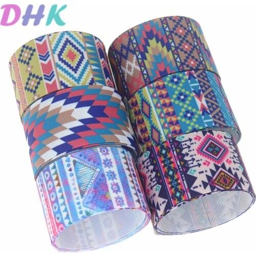 DHK 1.5'' 5yards tribal pattern Printed Grosgrain Ribbon Accessory Hairbow Headwear Decoration DIY Wholesale 38mm E1704