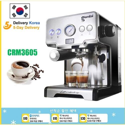 CRM3605 Home Coffee Maker Espresso maker Semi-Automatic Pump Type Cappuccino Milk Bubble Maker Italian Coffee Machine 15bar