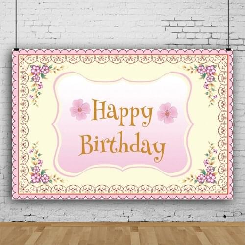Birthday Backdrop Pink and Yellow Card Photography Background Photo Booth Studio Decor