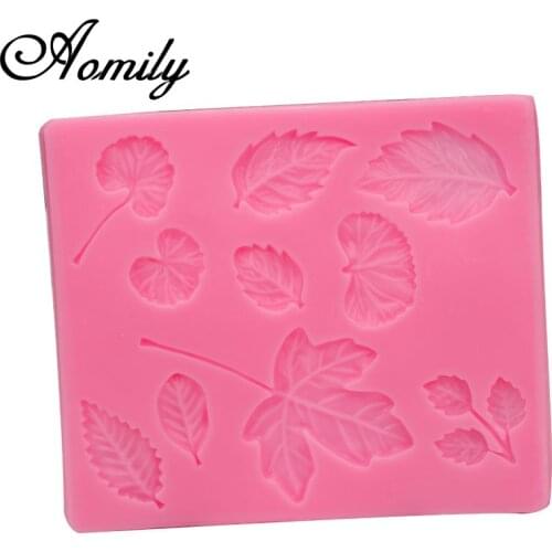 Aomily Maple Leaf Flowers Shaped Silicone Molds DIY Handmade Fondant Cake Molds Sugar Craft Chocolate Moulds Cake Decorating