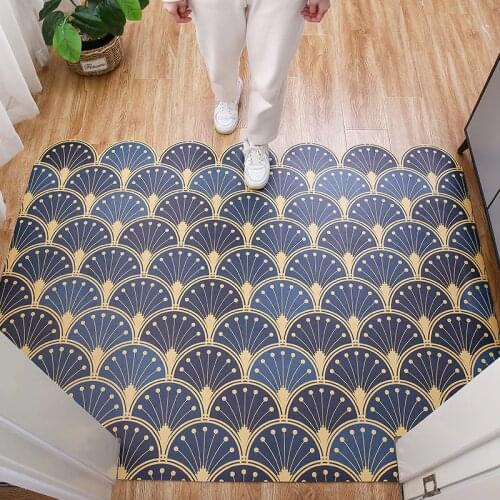 Leather carpet Kitchen entrance Oilproof non-slip floor mat bathroom waterproof door mat custom made Simple lines Rug