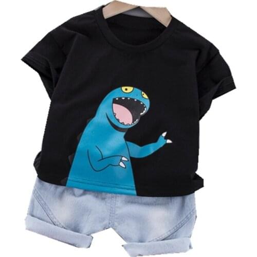Summer Children Cotton Baby Boys Clothes Cartoon Stripe T Shirts Shorts 2Pcs/sets Infant Outfit Kids Fashion Toddler Tracksuits