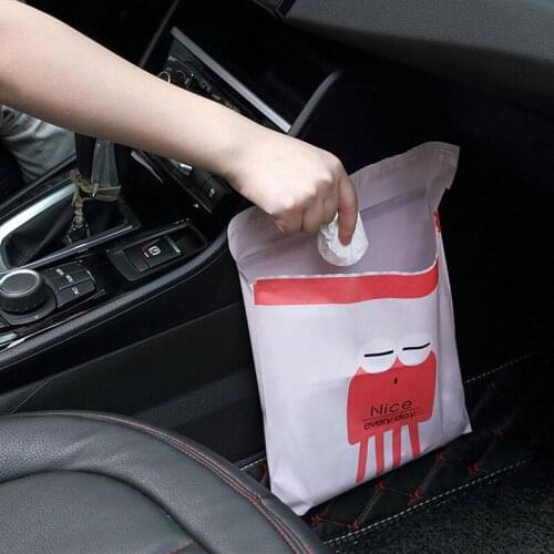 15pcs Cute Cartoon Car Interior Cleaning Bag Car Trash Bag Disposable Garbage Bag Home Self-adhesive Cleaning Bags