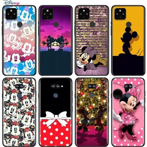 Cute Minnie Mouse For Google Pixel 5 4 4A XL Shell For LG Q60 V60 V50 V50S V40 V35 V30 5G Black Soft Phone Case